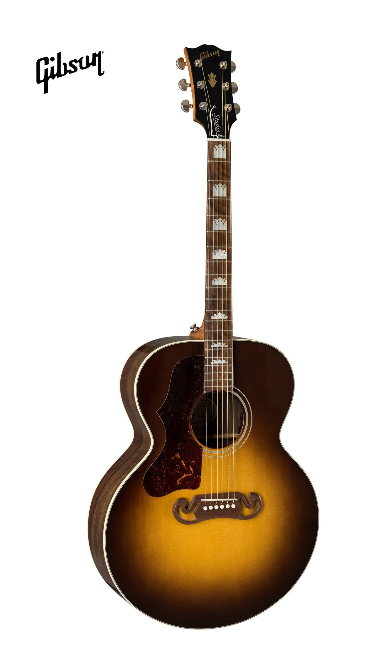 GIBSON SJ-200 STUDIO WALNUT LEFT-HANDED ACOUSTIC-ELECTRIC GUITAR - WALNUT BURST - Music Bliss Malaysia