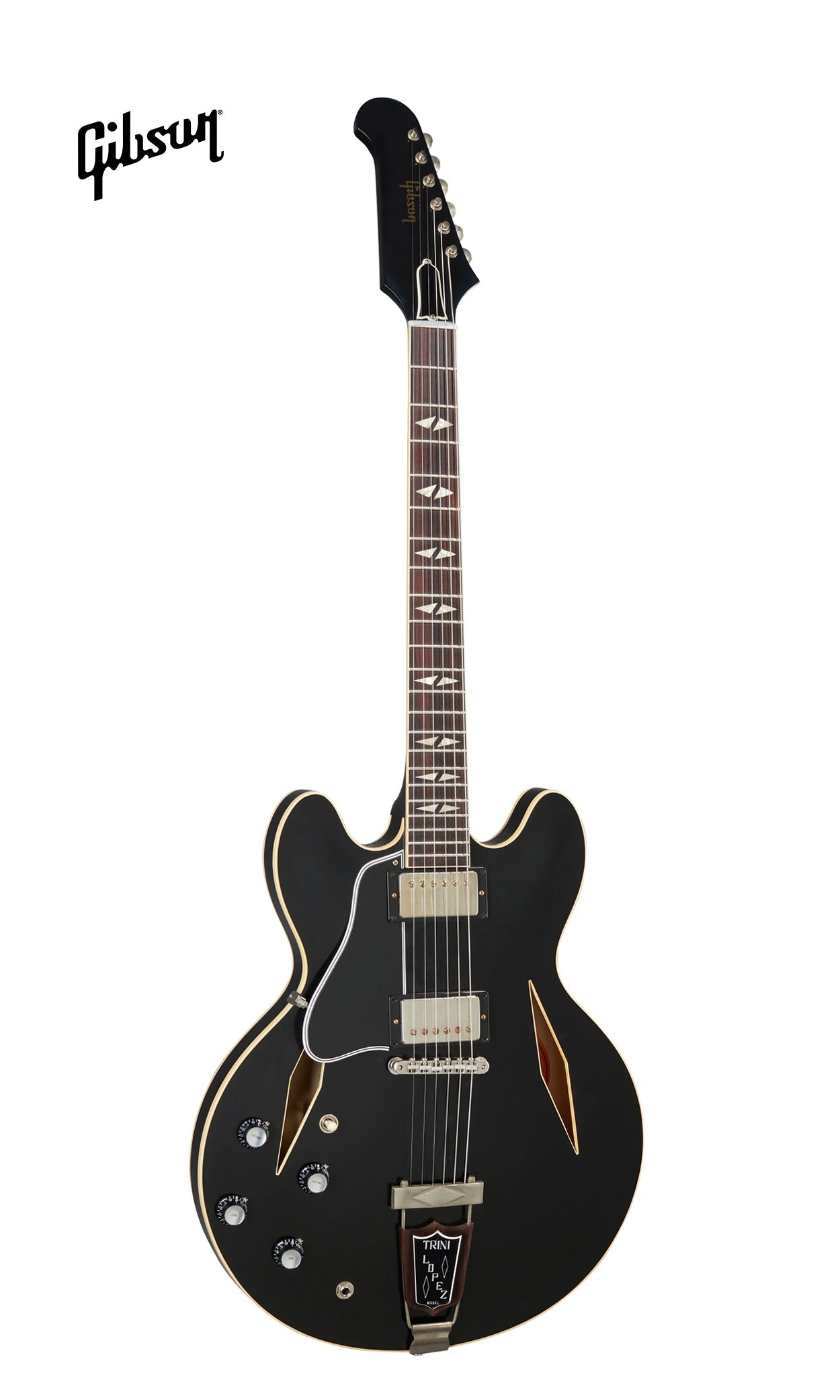 GIBSON 1964 TRINI LOPEZ STANDARD REISSUE VOS SEMI-HOLLOWBODY LEFT-HANDED ELECTRIC GUITAR - EBONY - Music Bliss Malaysia