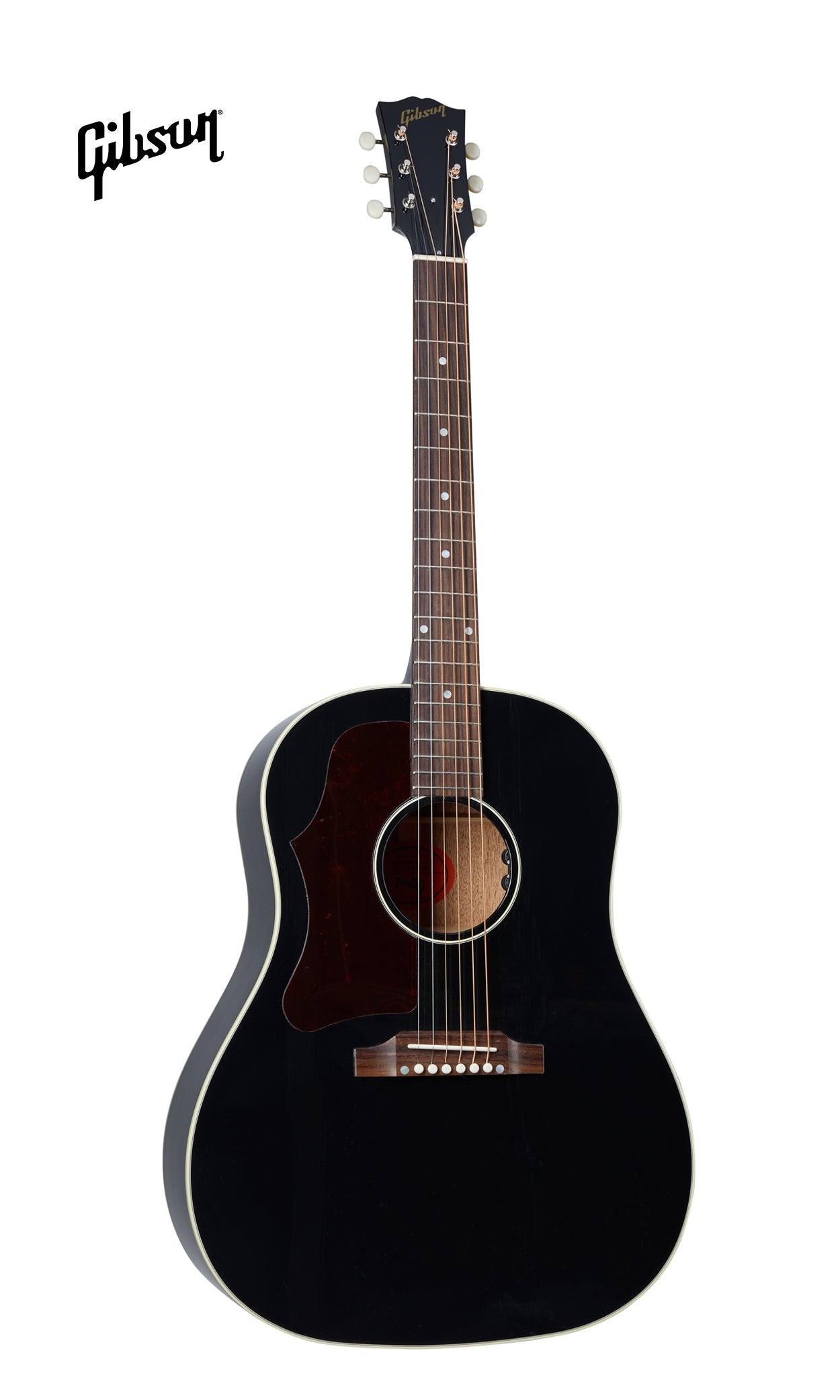 GIBSON 50S J-45 ORIGINAL LEFT-HANDED ACOUSTIC-ELECTRIC GUITAR - EBONY - Music Bliss Malaysia