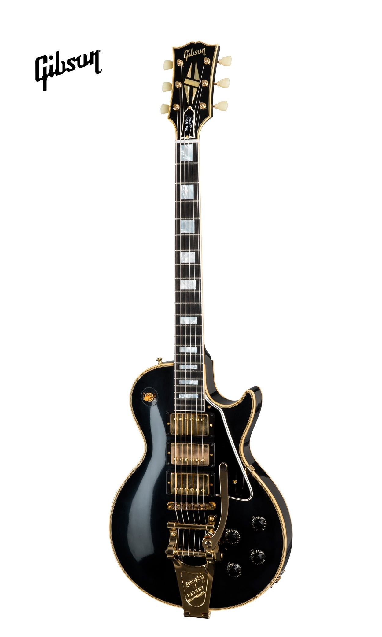 GIBSON 1957 LES PAUL CUSTOM REISSUE 3-PICKUP BIGSBY VOS ELECTRIC GUITAR - EBONY - Music Bliss Malaysia