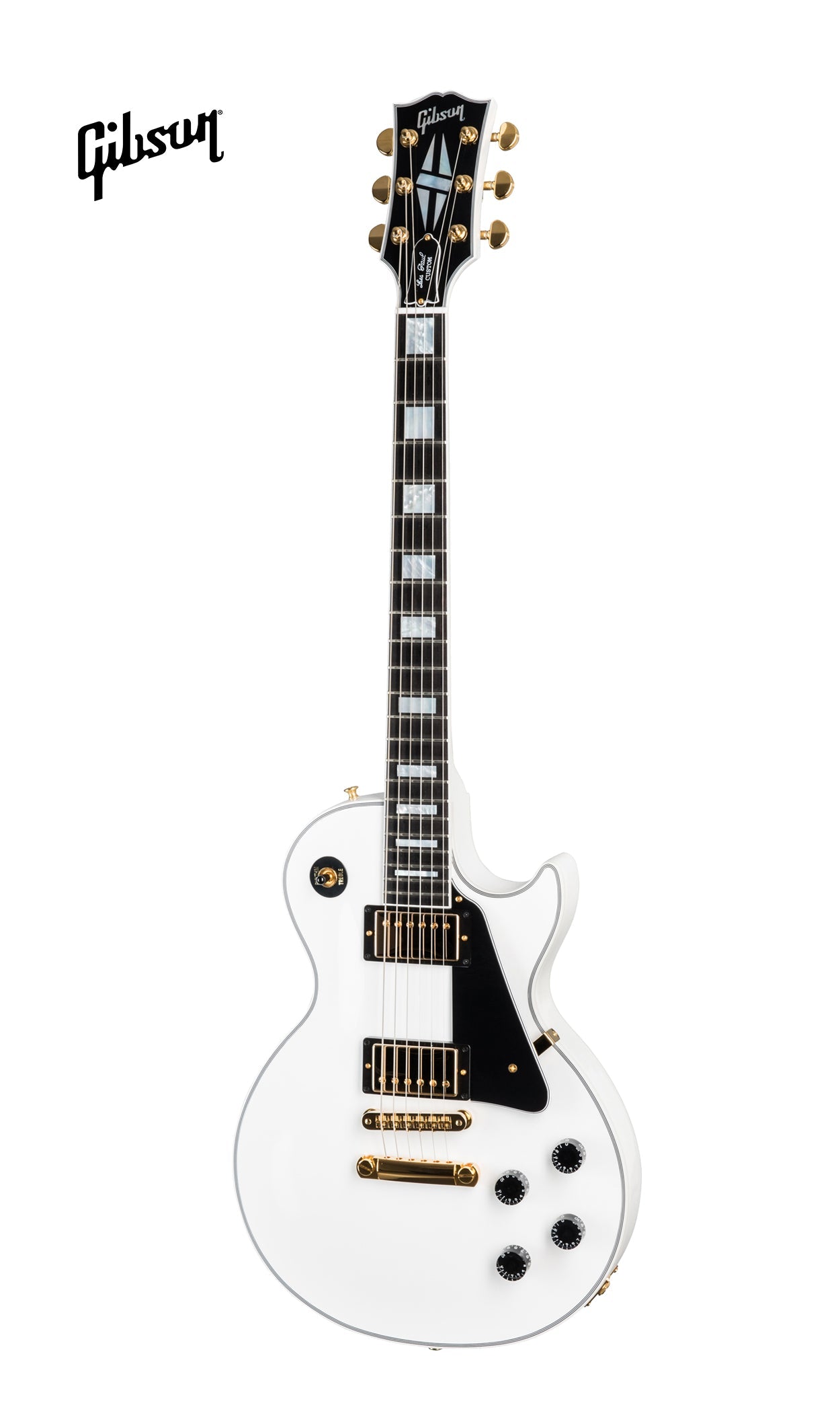 GIBSON LES PAUL CUSTOM ELECTRIC GUITAR WITH EBONY FINGERBOARD - ALPINE WHITE - Music Bliss Malaysia