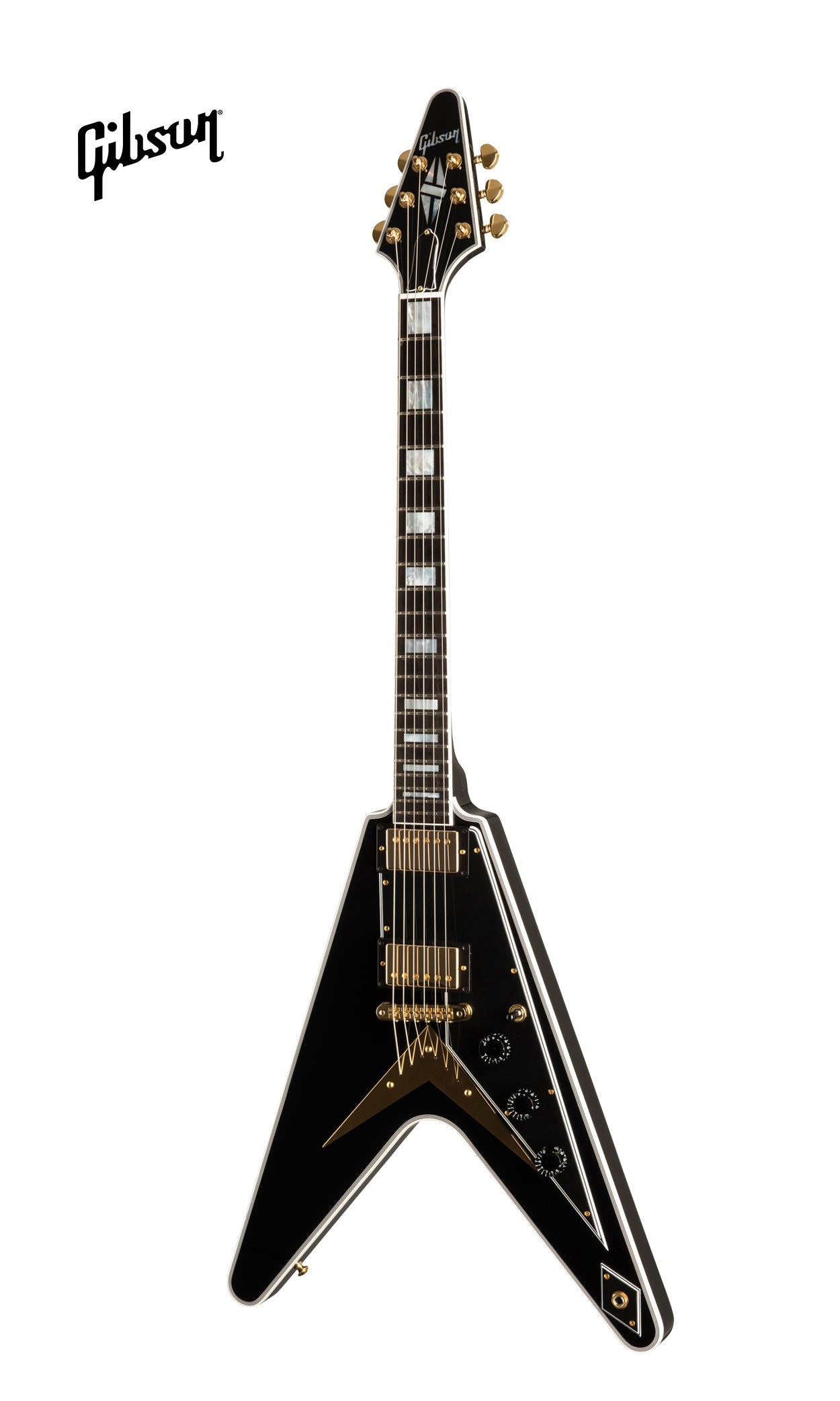 GIBSON FLYING V CUSTOM ELECTRIC GUITAR WITH EBONY FINGERBOARD - EBONY - Music Bliss Malaysia