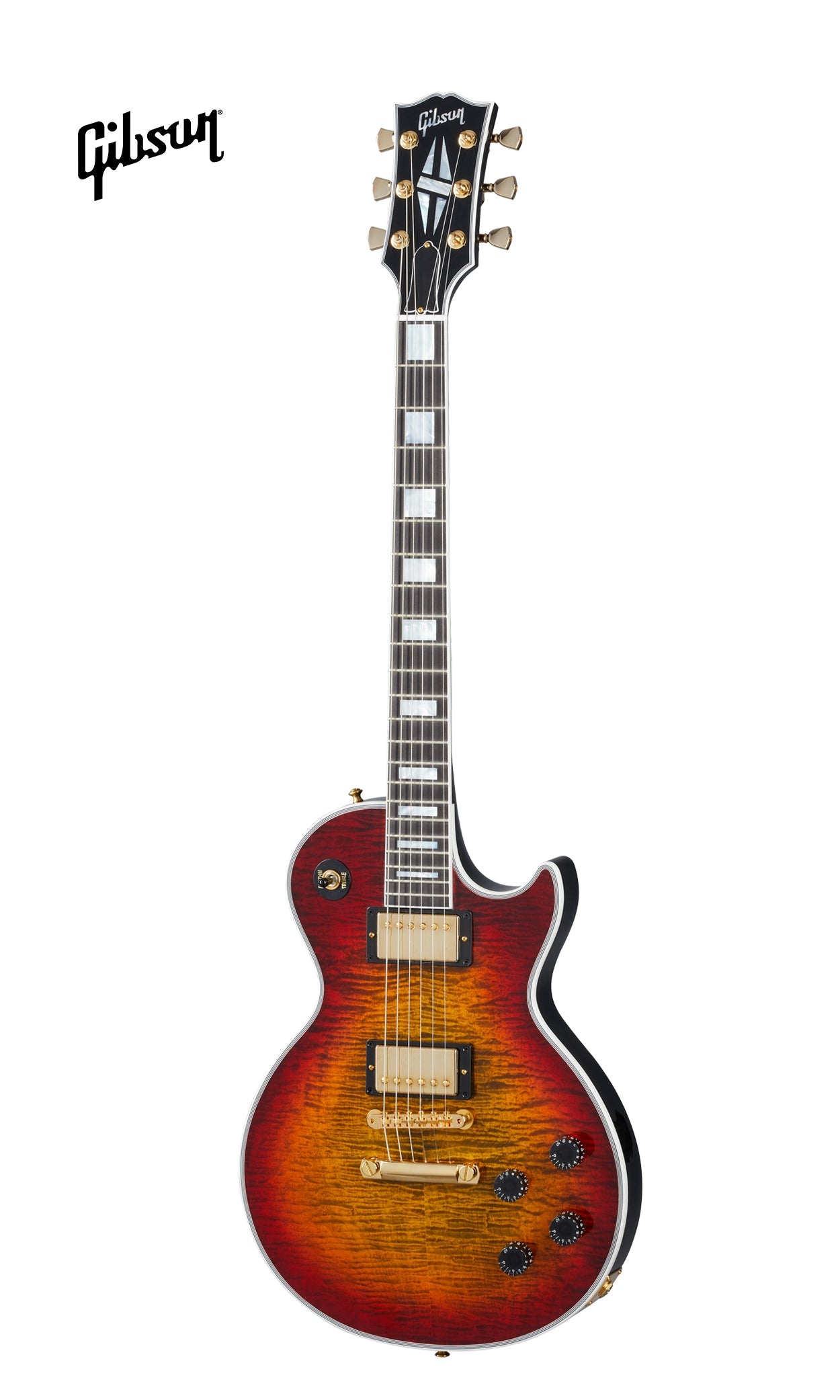GIBSON LES PAUL AXCESS CUSTOM FIGURED TOP ELECTRIC GUITAR WITH EBONY FINGERBOARD - BENGAL BURST - Music Bliss Malaysia