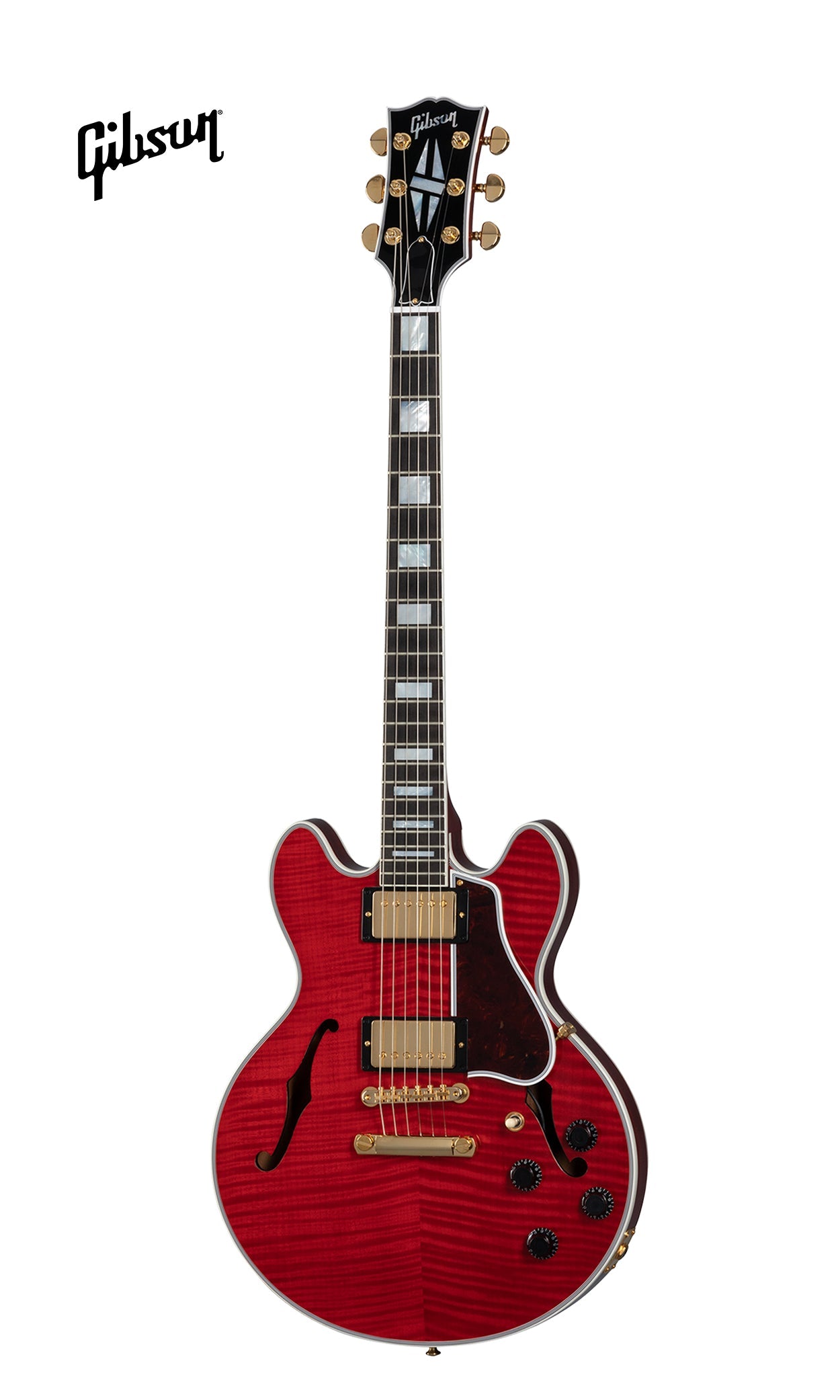 GIBSON CS-356 FIGURED TOP SEMI-HOLLOWBODY ELECTRIC GUITAR WITH EBONY FINGERBOARD - FADED CHERRY - Music Bliss Malaysia