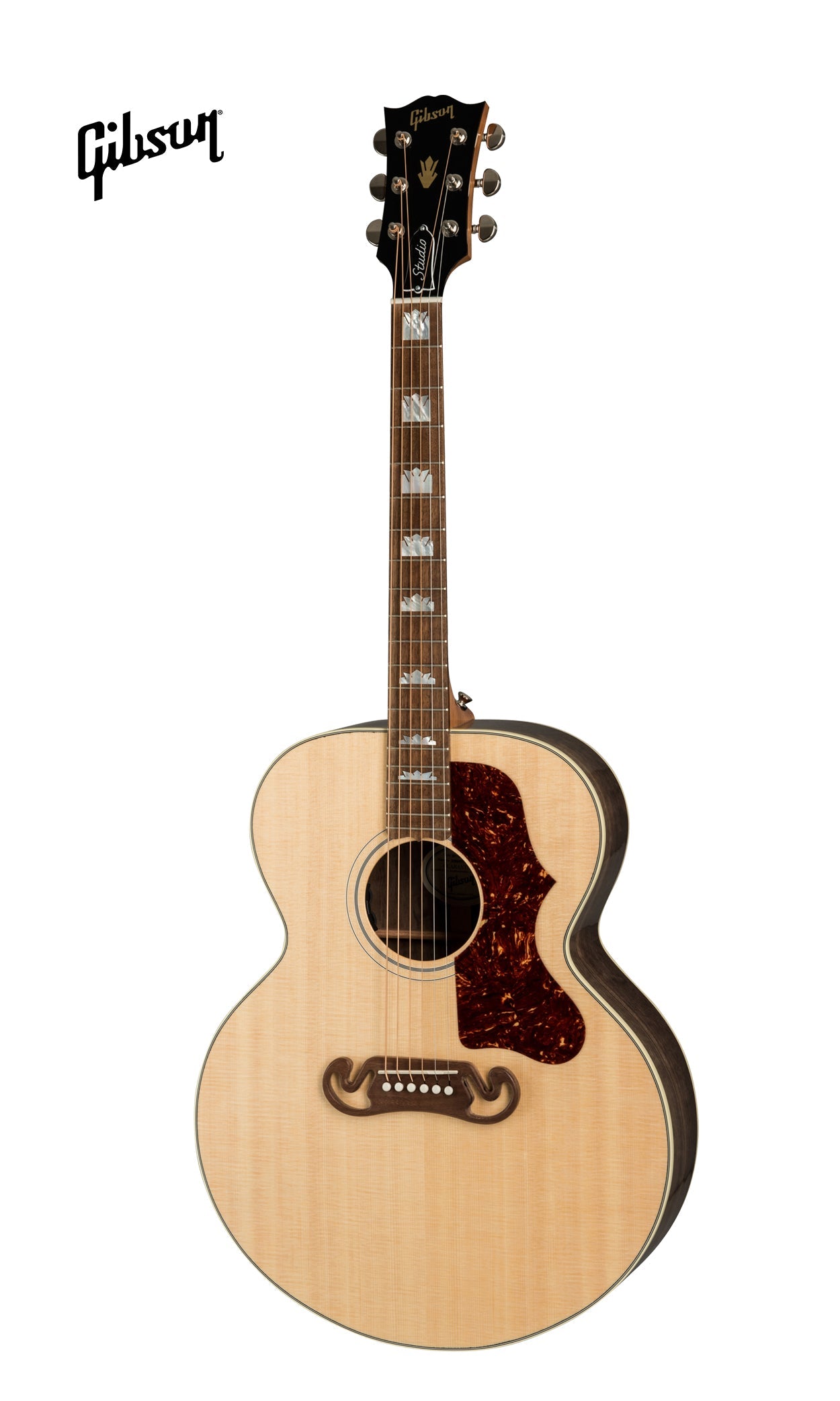 GIBSON SJ-200 STUDIO WALNUT ACOUSTIC-ELECTRIC GUITAR - ANTIQUE NATURAL - Music Bliss Malaysia
