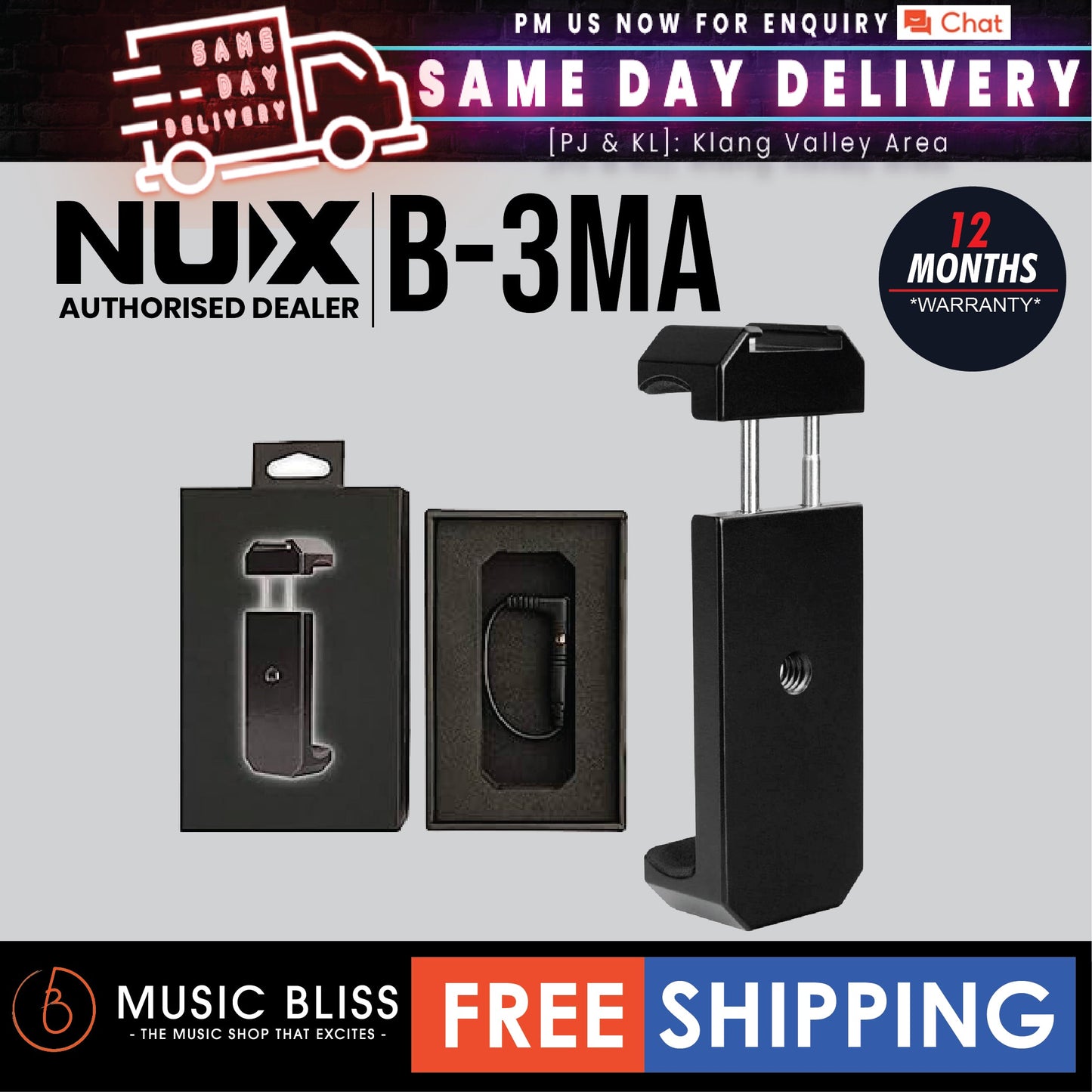 Nux B-3MA Mobile Phone Holder Mount For Clip On Mic Microphone System - Music Bliss Malaysia