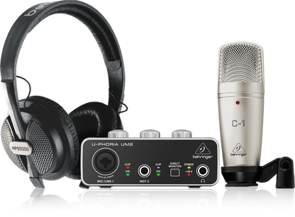 Behringer U-PHORIA STUDIO Complete Recording/Podcasting Bundle with UM-2, C-1 Mic and HPS-5000 - Music Bliss Malaysia