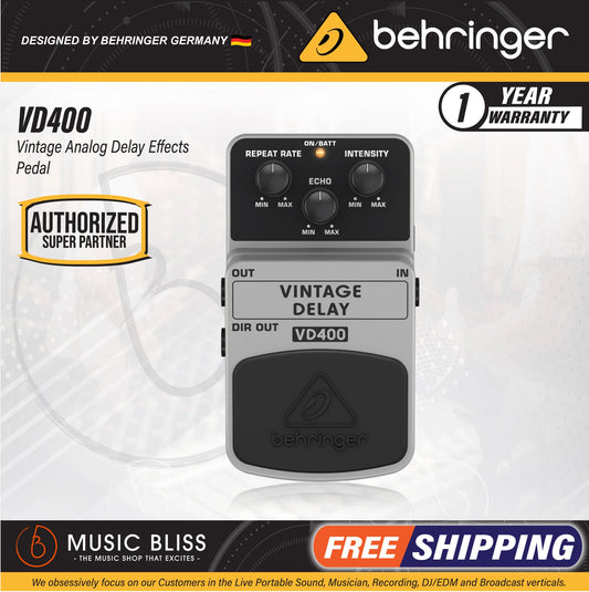 Behringer VD400 Vintage Delay Guitar Effects Pedal - Music Bliss Malaysia