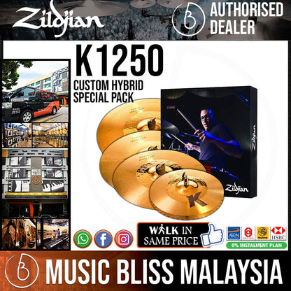 Zildjian K Custom Hybrid Special Pack - 14''HH/16''C/20''R/18''C Cymbal Set (K1250) - Music Bliss Malaysia