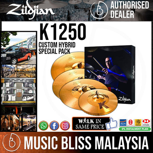 Zildjian K Custom Hybrid Special Pack - 14''HH/16''C/20''R/18''C Cymbal Set (K1250) - Music Bliss Malaysia
