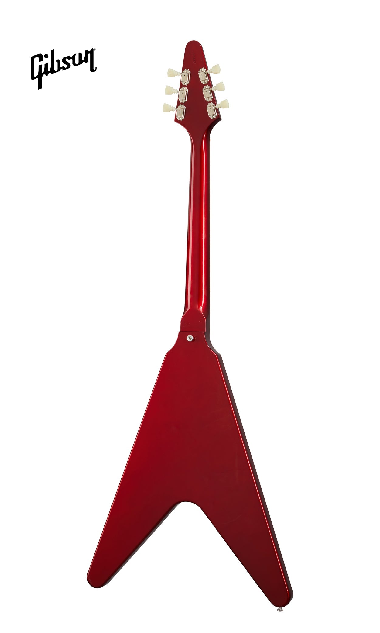 GIBSON 1967 MAHOGANY FLYING V REISSUE WITH MAESTRO VIBROLA GLOSS ELECTRIC GUITAR - SPARKLING BURGUNDY - Music Bliss Malaysia