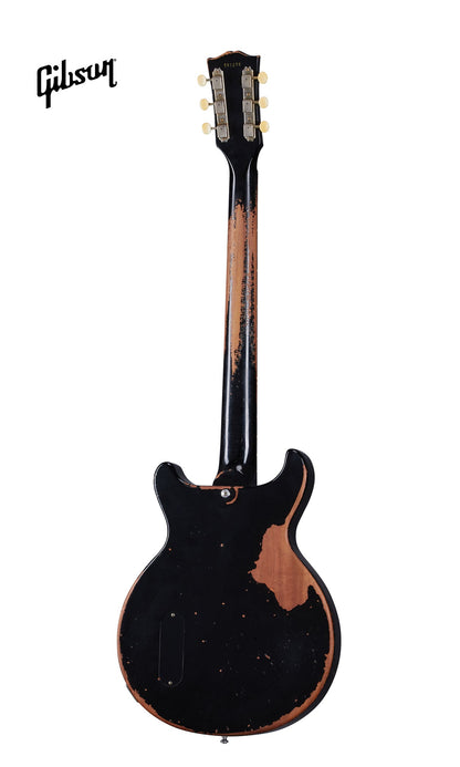 GIBSON 1960 LES PAUL JUNIOR DOUBLE CUT REISSUE ULTRA HEAVY AGED ELECTRIC GUITAR - EBONY - Music Bliss Malaysia