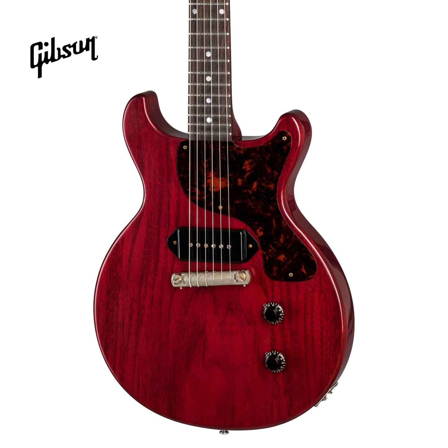 GIBSON 1958 LES PAUL JUNIOR DOUBLE CUT REISSUE VOS ELECTRIC GUITAR - CHERRY RED - Music Bliss Malaysia