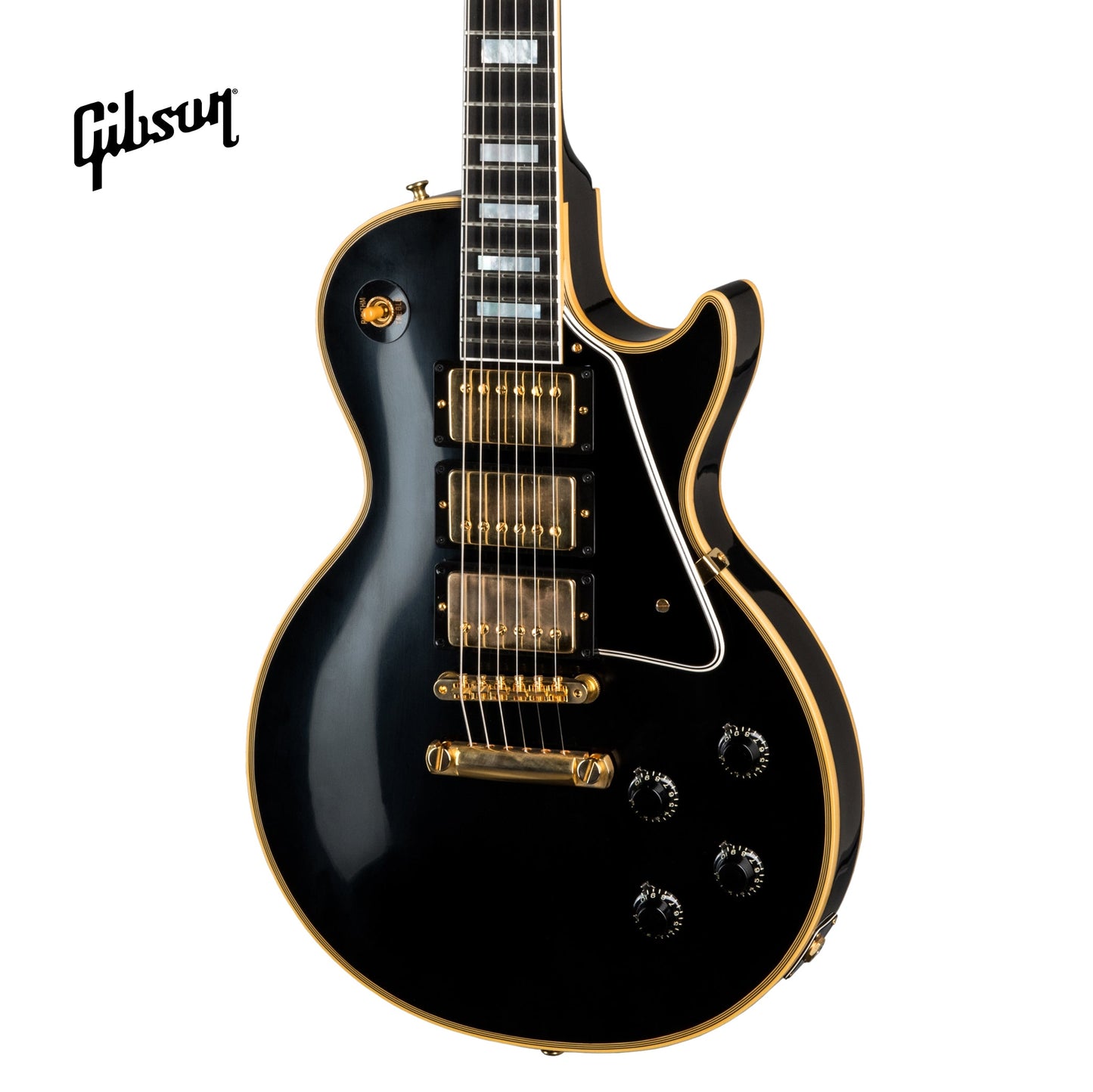 GIBSON 1957 LES PAUL CUSTOM REISSUE 3-PICKUP VOS ELECTRIC GUITAR - EBONY - Music Bliss Malaysia