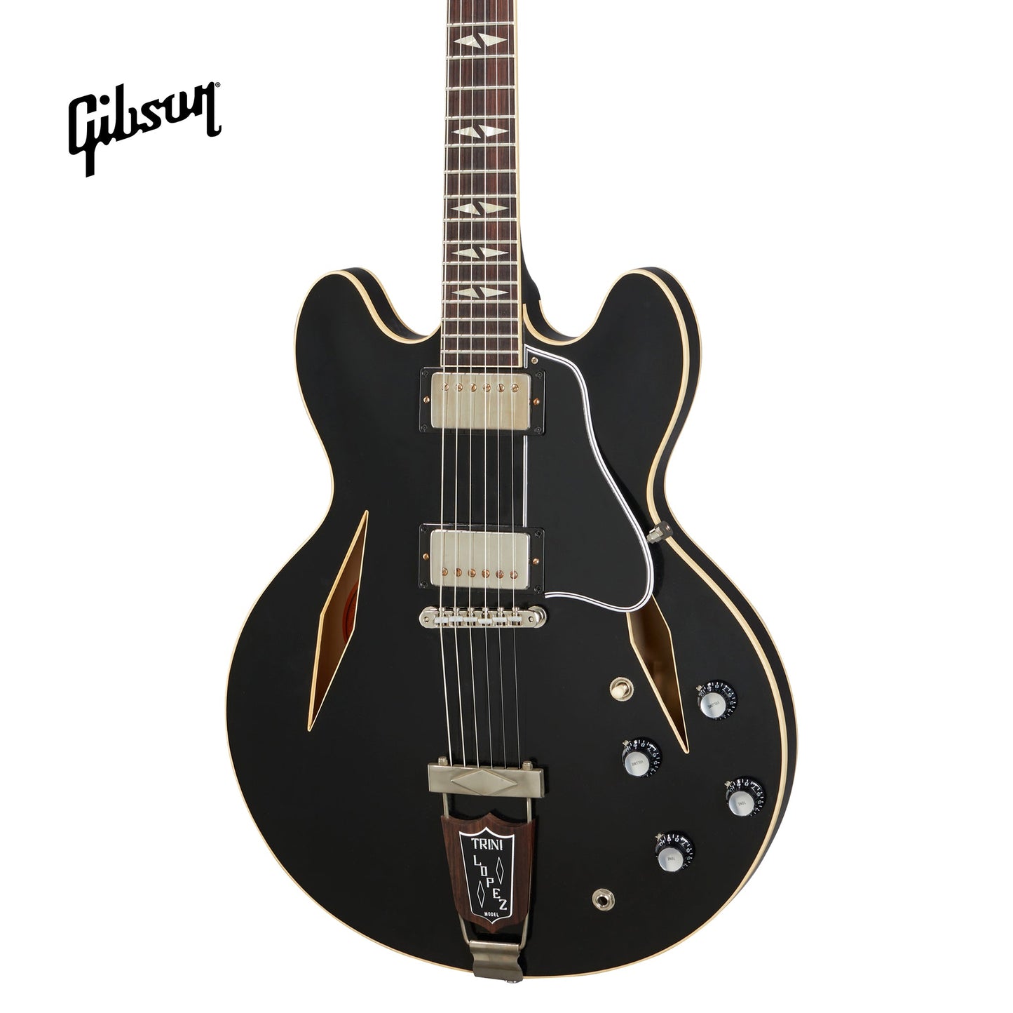 GIBSON 1964 TRINI LOPEZ STANDARD REISSUE VOS SEMI-HOLLOWBODY ELECTRIC GUITAR - EBONY - Music Bliss Malaysia