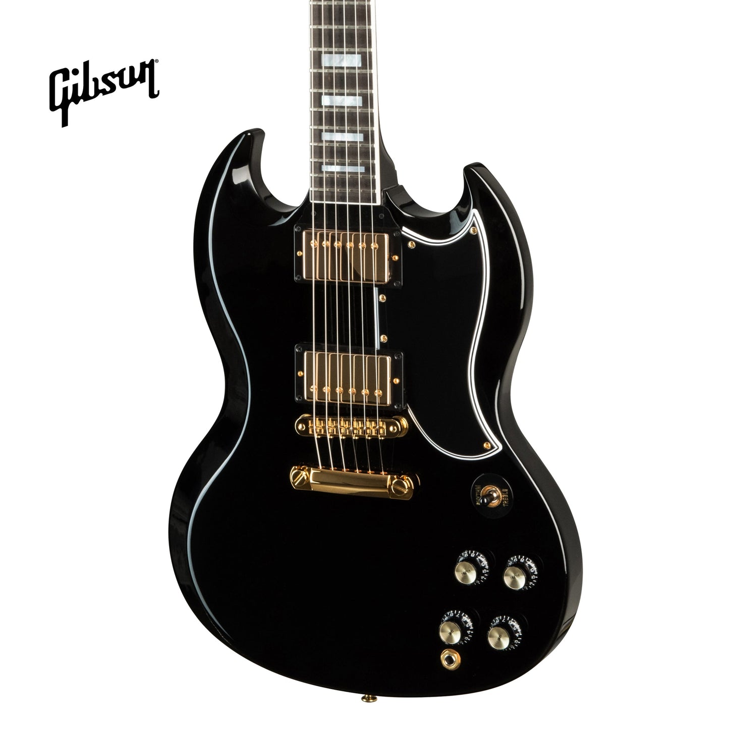 GIBSON SG CUSTOM 2-PICKUP ELECTRIC GUITAR WITH EBONY FINGERBOARD - EBONY - Music Bliss Malaysia