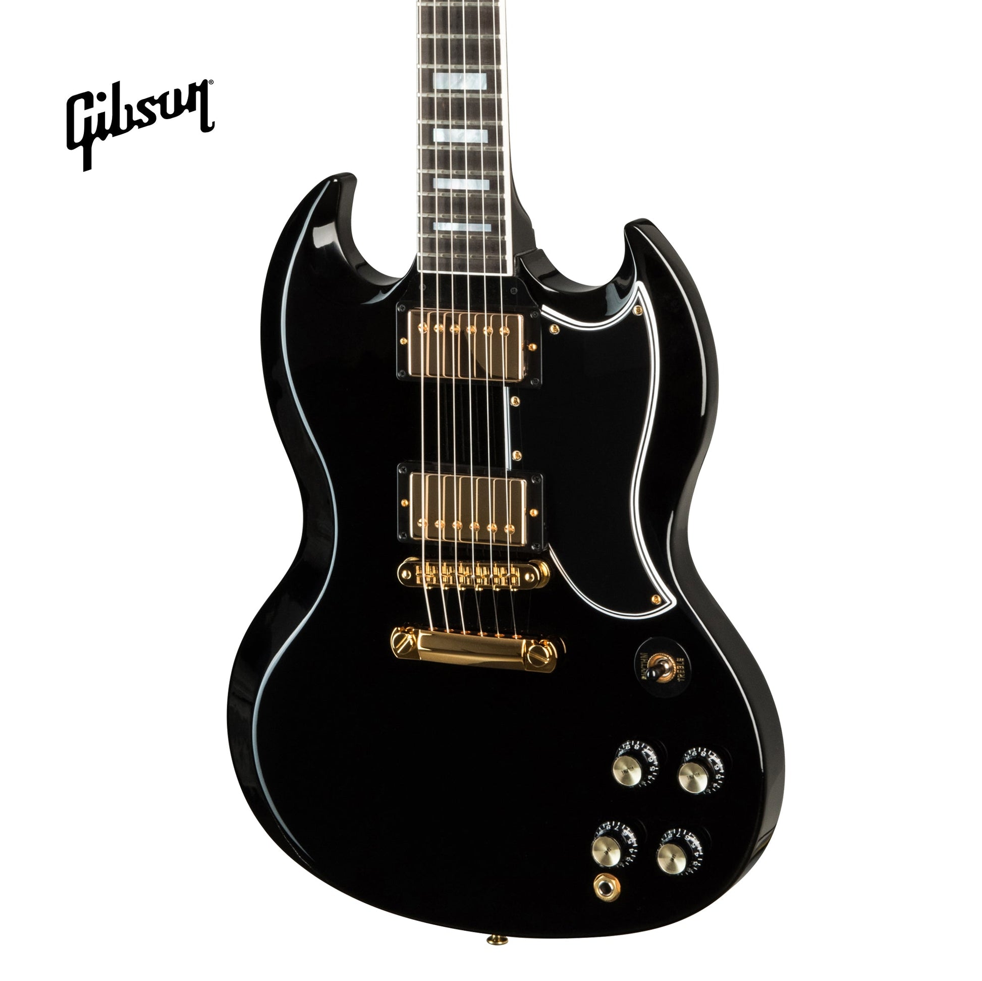 GIBSON SG CUSTOM 2-PICKUP ELECTRIC GUITAR WITH EBONY FINGERBOARD - EBONY - Music Bliss Malaysia