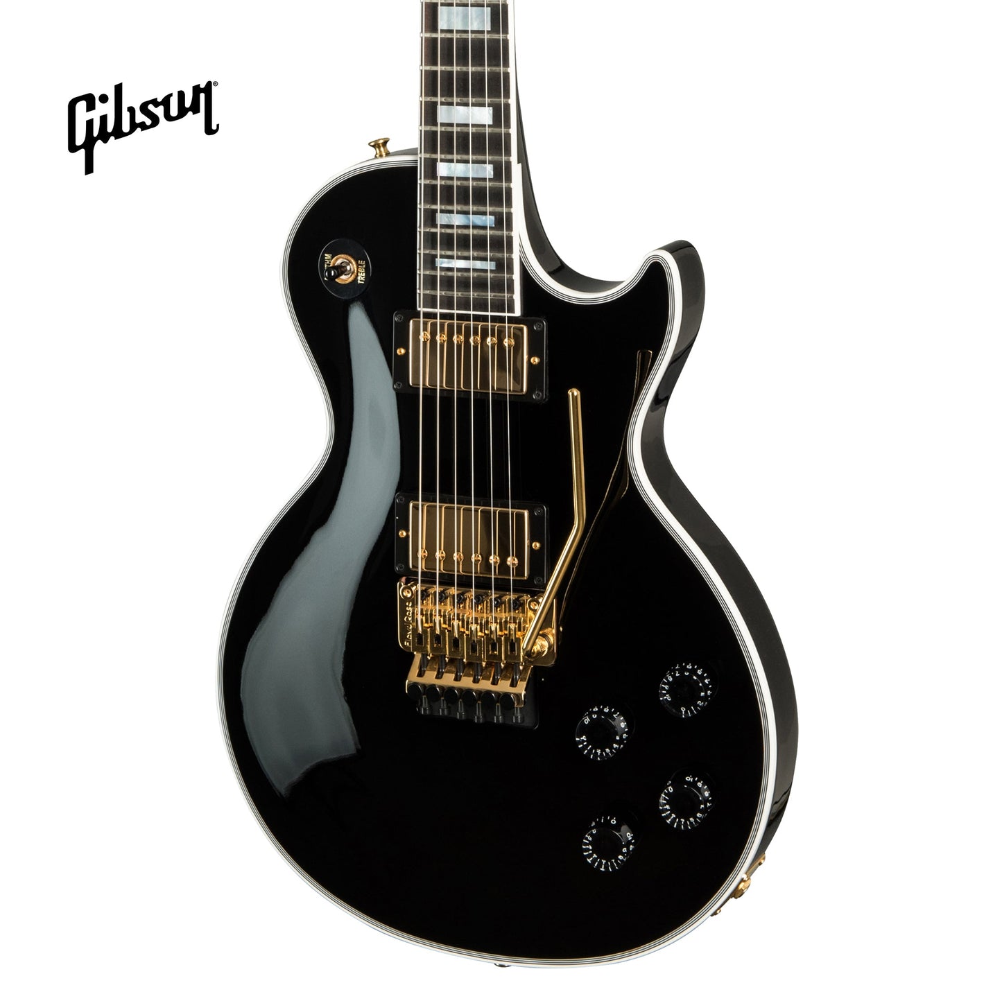 GIBSON LES PAUL AXCESS CUSTOM ELECTRIC GUITAR WITH EBONY FINGERBOARD FLOYD ROSE - EBONY - Music Bliss Malaysia