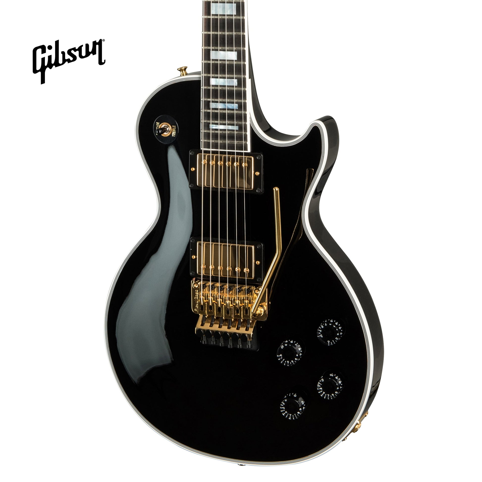 GIBSON LES PAUL AXCESS CUSTOM ELECTRIC GUITAR WITH EBONY FINGERBOARD FLOYD ROSE - EBONY - Music Bliss Malaysia