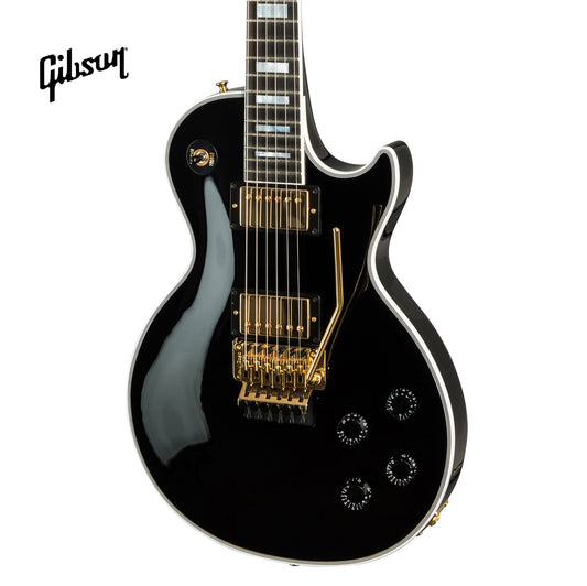 GIBSON LES PAUL AXCESS CUSTOM ELECTRIC GUITAR WITH EBONY FINGERBOARD FLOYD ROSE - EBONY - Music Bliss Malaysia
