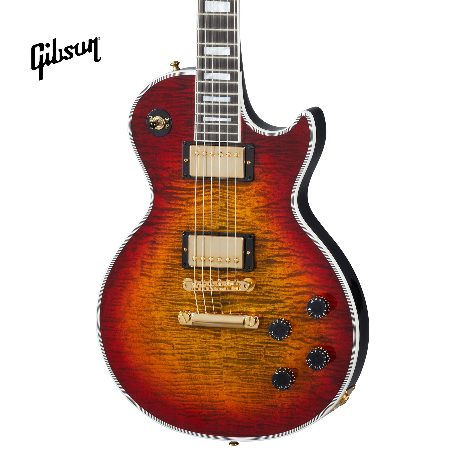 GIBSON LES PAUL AXCESS CUSTOM FIGURED TOP ELECTRIC GUITAR WITH EBONY FINGERBOARD - BENGAL BURST - Music Bliss Malaysia