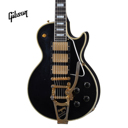 GIBSON 1957 LES PAUL CUSTOM REISSUE 3-PICKUP BIGSBY LIGHT AGED ELECTRIC GUITAR - EBONY - Music Bliss Malaysia
