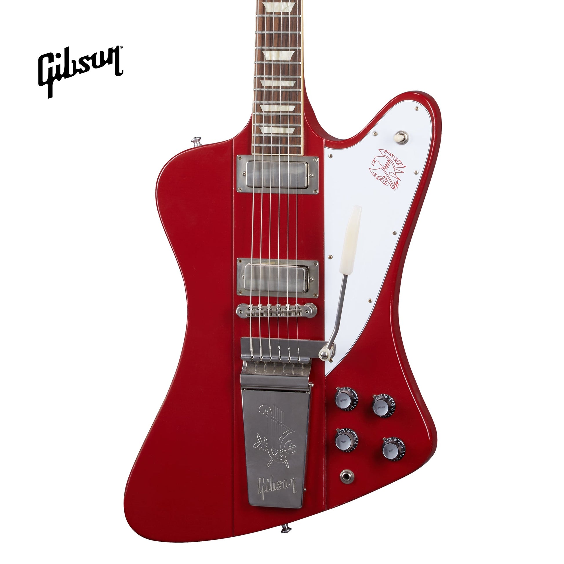 GIBSON 1963 FIREBIRD V WITH MAESTRO VIBROLA LIGHT AGED ELECTRIC GUITAR - CARDINAL RED - Music Bliss Malaysia
