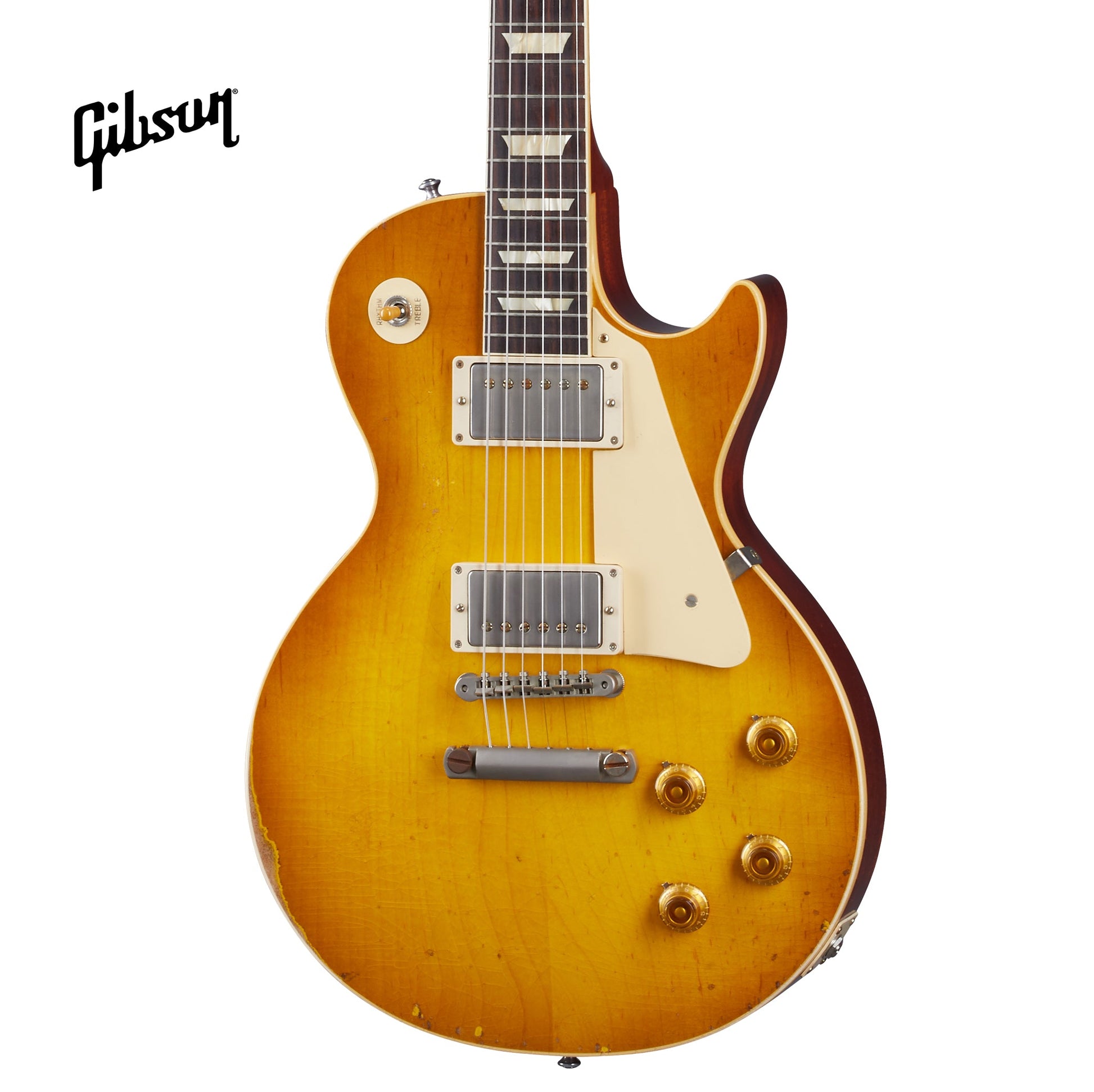GIBSON 1958 LES PAUL STANDARD REISSUE HEAVY AGED ELECTRIC GUITAR - LEMON BURST - Music Bliss Malaysia