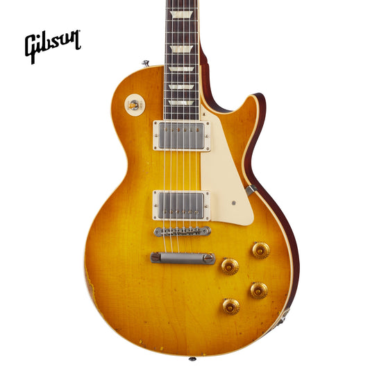 GIBSON 1958 LES PAUL STANDARD REISSUE HEAVY AGED ELECTRIC GUITAR - LEMON BURST - Music Bliss Malaysia