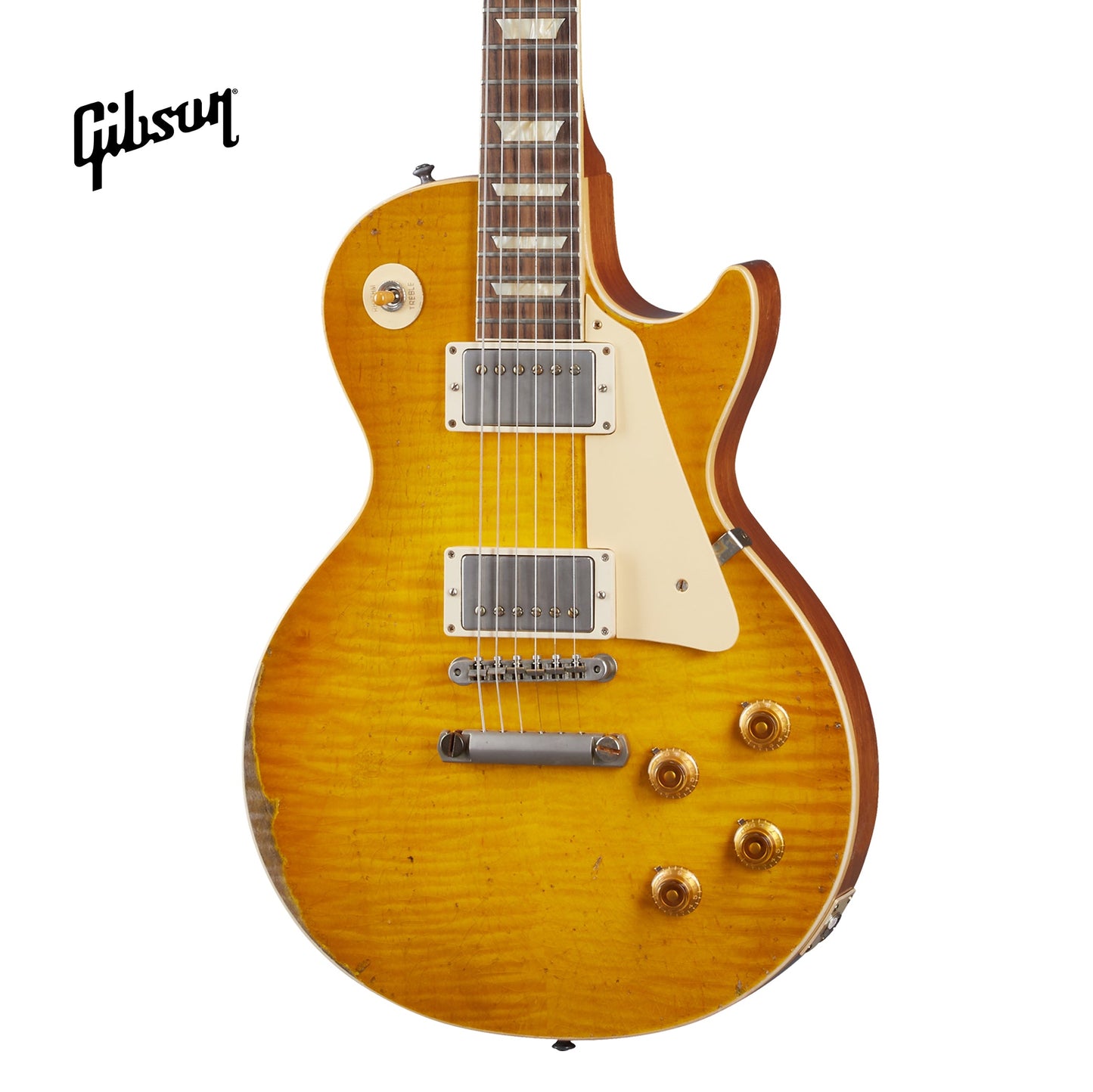 GIBSON 1959 LES PAUL STANDARD REISSUE ULTRA HEAVY AGED ELECTRIC GUITAR - LEMON BURST - Music Bliss Malaysia