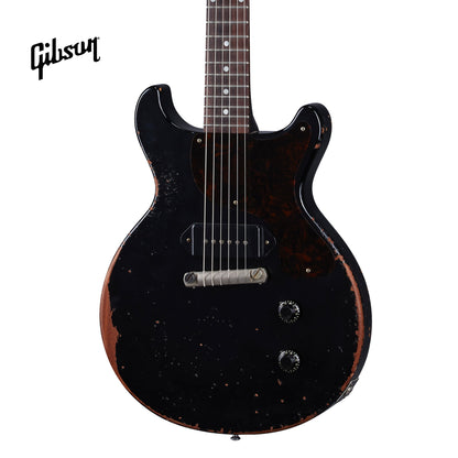 GIBSON 1960 LES PAUL JUNIOR DOUBLE CUT REISSUE ULTRA HEAVY AGED ELECTRIC GUITAR - EBONY - Music Bliss Malaysia